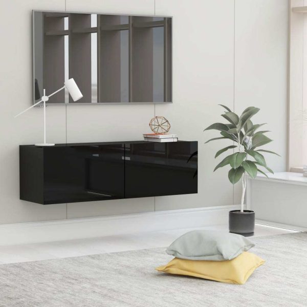 Newmarket TV Cabinet Engineered Wood – 100x30x30 cm, High Gloss Black