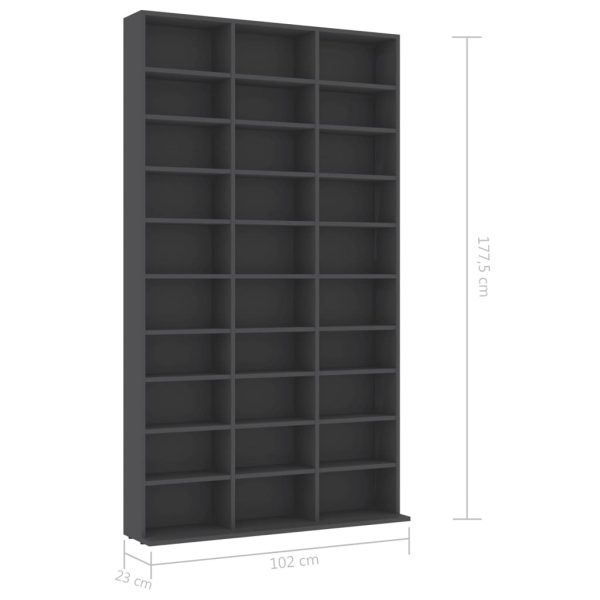 CD Cabinet Engineered Wood – 102x16x177.5 cm, Grey