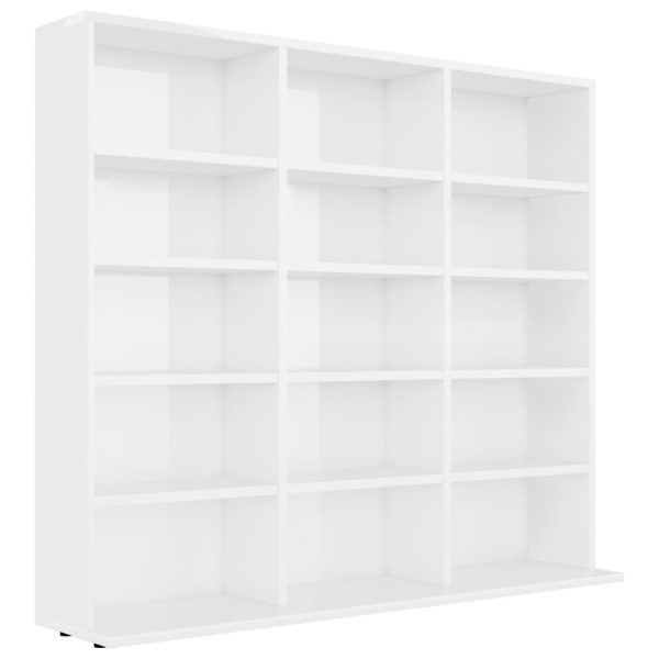 CD Cabinet Engineered Wood – 102x23x89.5 cm, High Gloss White