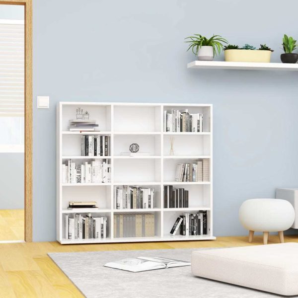 CD Cabinet Engineered Wood – 102x23x89.5 cm, High Gloss White