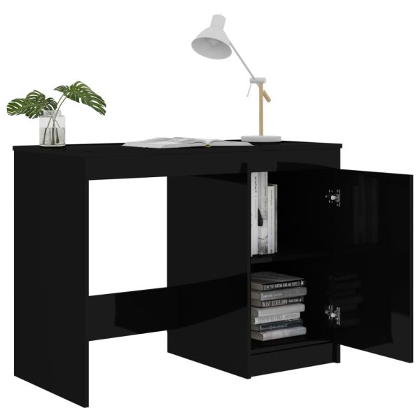 Desk 100x50x76 cm Engineered Wood – High Gloss Black