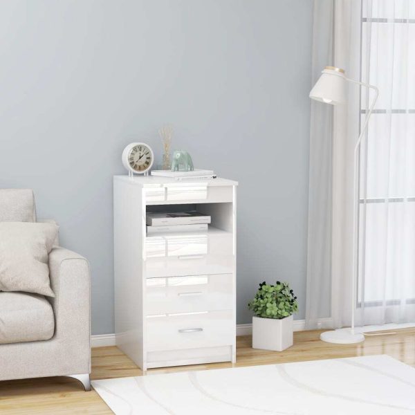 Drawer Cabinet 40x50x76 cm Engineered Wood – High Gloss White