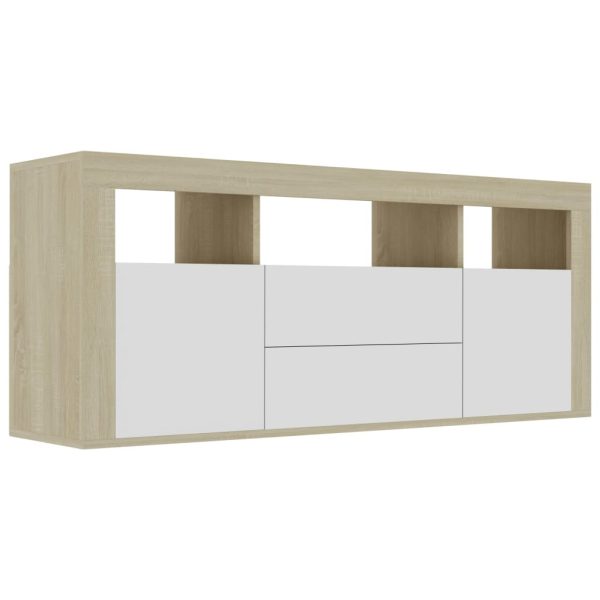 Whitchurch TV Cabinet 120x30x50 cm Engineered Wood – White and Sonoma Oak