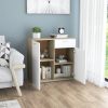 Sideboard Engineered Wood – 80x36x75 cm (right), White and Sonoma Oak
