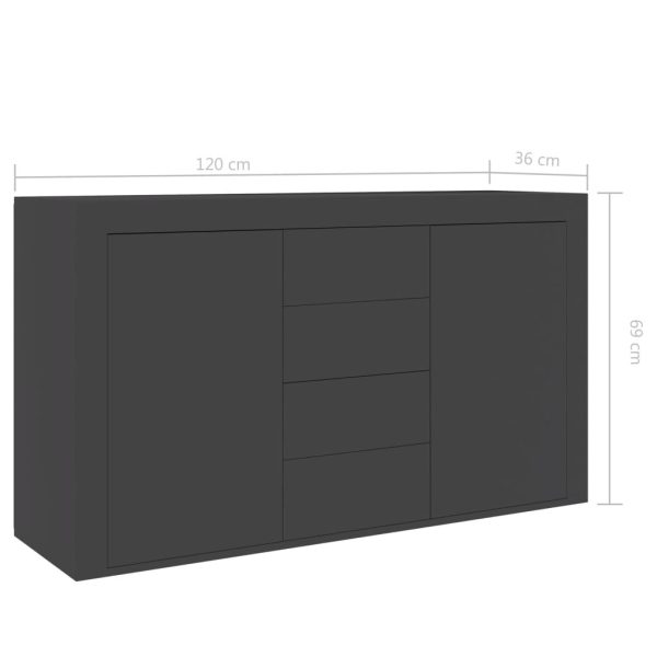 Sideboard 120x36x69 cm Engineered Wood – Grey