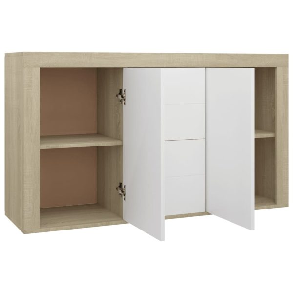 Sideboard 120x36x69 cm Engineered Wood – White and Sonoma Oak
