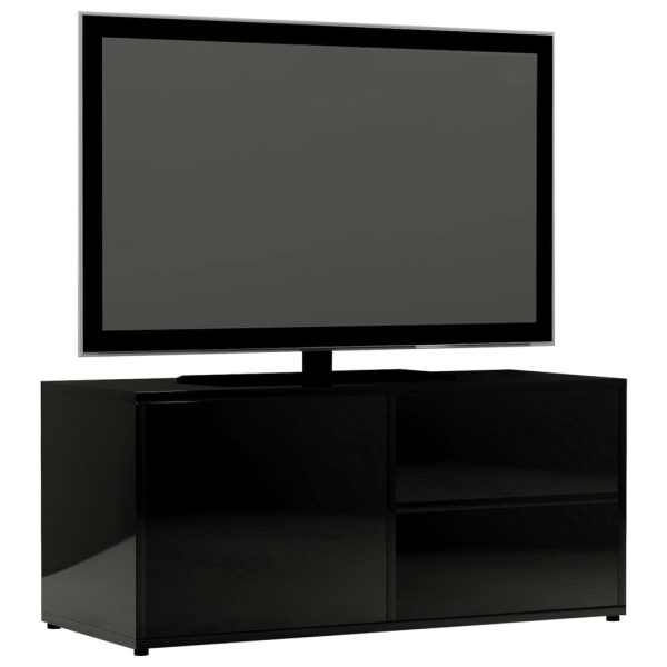 Hopkins TV Cabinet 80x34x36 cm Engineered Wood – High Gloss Black