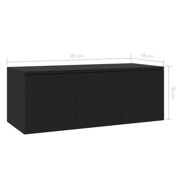Prudhoe TV Cabinet 80x34x30 cm Engineered Wood – Black