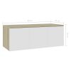 Prudhoe TV Cabinet 80x34x30 cm Engineered Wood – White and Sonoma Oak