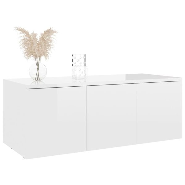 Prudhoe TV Cabinet 80x34x30 cm Engineered Wood – High Gloss White