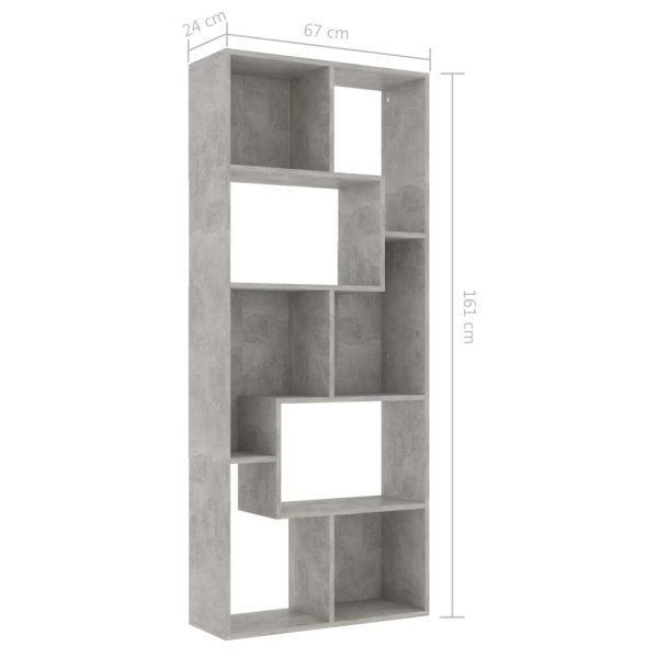 Book Cabinet 67x24x161 cm Engineered Wood – Concrete Grey
