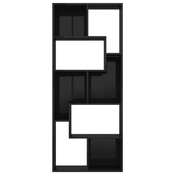 Book Cabinet 67x24x161 cm Engineered Wood – High Gloss Black