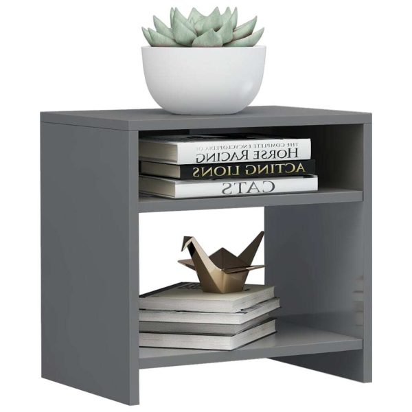 Crossville Bedside Cabinet High Gloss Grey 40x30x40 cm Chipboard