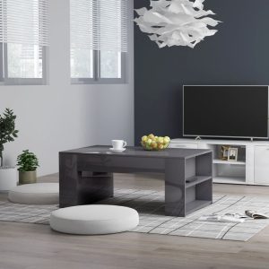 Coffee Table 100x60x42 cm Engineered Wood – High Gloss Grey