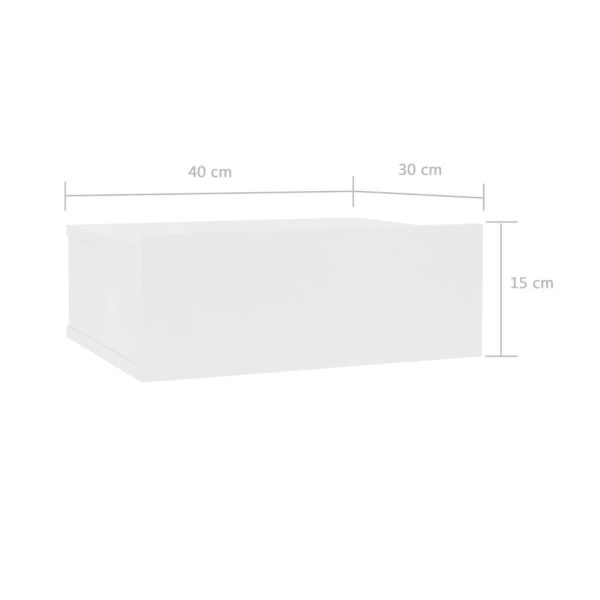 Orinda Floating Nightstand 40x30x15 cm Engineered Wood – White, 2