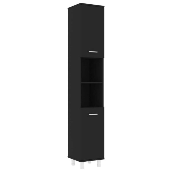 Bathroom Cabinet 30x30x179 cm Engineered Wood – Black