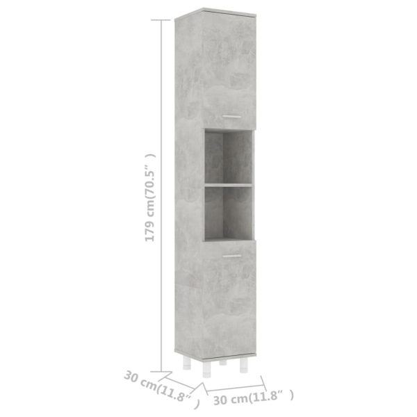 Bathroom Cabinet 30x30x179 cm Engineered Wood – Concrete Grey