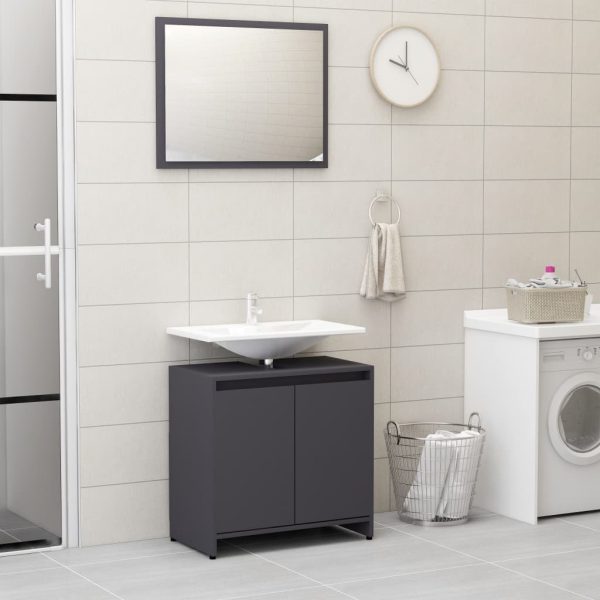 Bathroom Furniture Set Engineered Wood – Grey