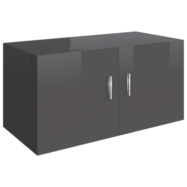 Wall Mounted Cabinet 80x39x40 cm Engineered Wood – High Gloss Grey