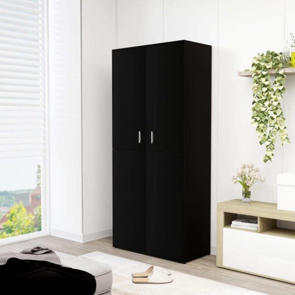 Shoe Cabinet 80x39x178 cm Engineered Wood – Black