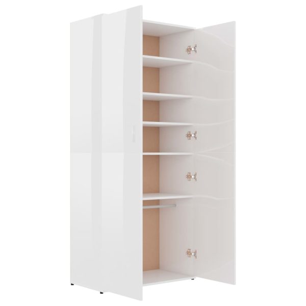 Shoe Cabinet 80x39x178 cm Engineered Wood – High Gloss White