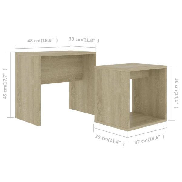 Coffee Table Set 48x30x45 cm Engineered Wood – Sonoma oak