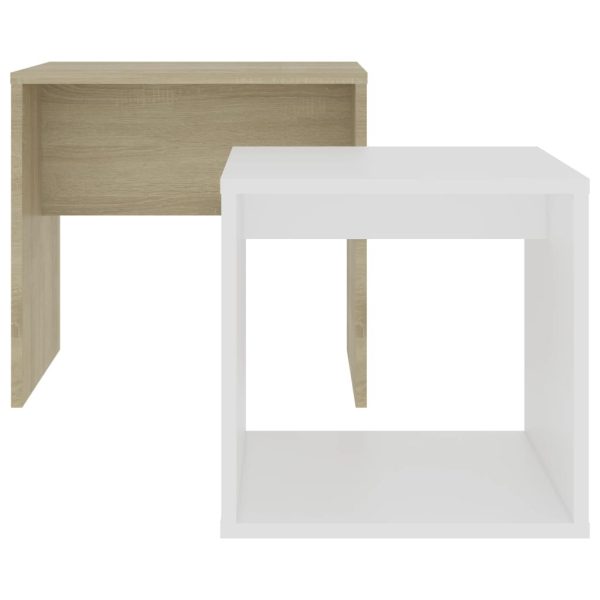 Coffee Table Set 48x30x45 cm Engineered Wood – White and Sonoma Oak
