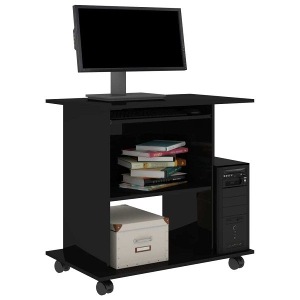 Computer Desk 80x50x75 cm Engineered Wood – High Gloss Black