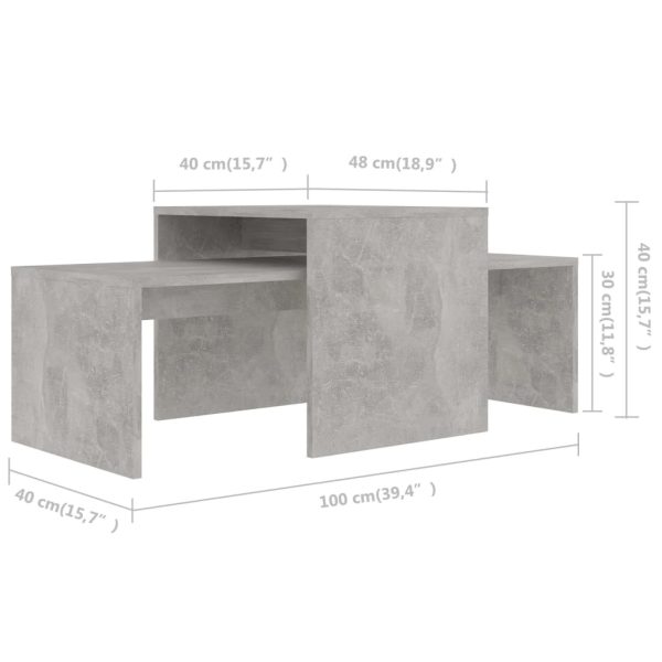 Coffee Table Set 100x48x40 cm Engineered Wood – Concrete Grey