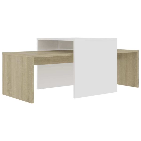 Coffee Table Set 100x48x40 cm Engineered Wood – White and Sonoma Oak