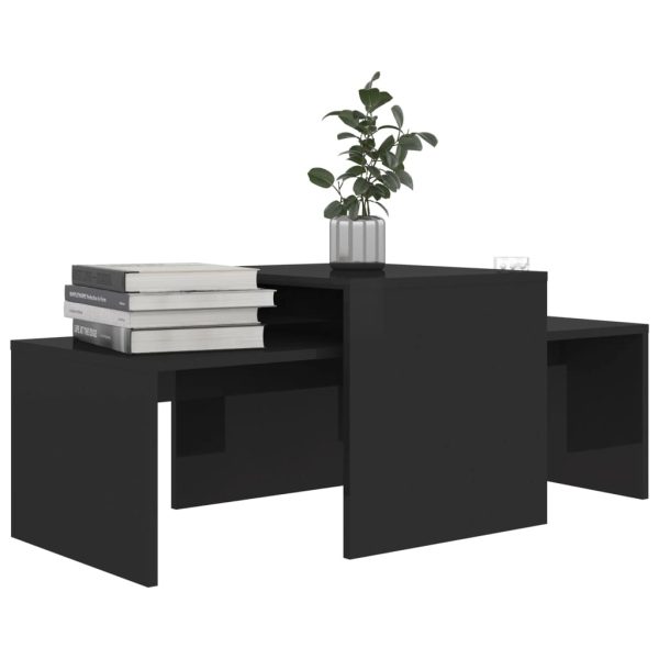 Coffee Table Set 100x48x40 cm Engineered Wood – High Gloss Black