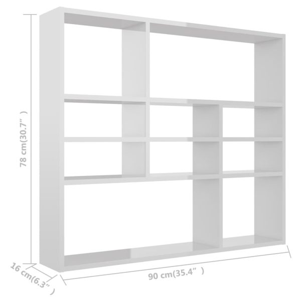 Wall Shelf 90x16x78 cm Engineered Wood – High Gloss White