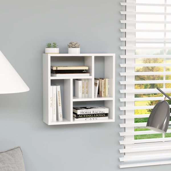 Wall Shelf 45.1x16x45.1 cm Engineered Wood – High Gloss White