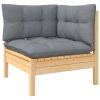 Garden Corner Sofa with Cushions Solid Pinewood