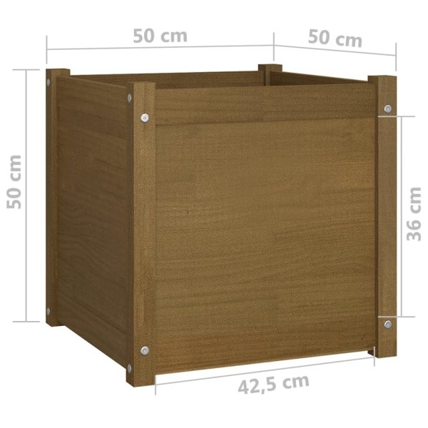 Garden Planter Honey Brown 50x50x50 cm Solid Pinewood