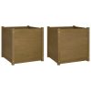 Garden Planters 2 pcs Honey Brown 60x60x60 cm Solid Pinewood