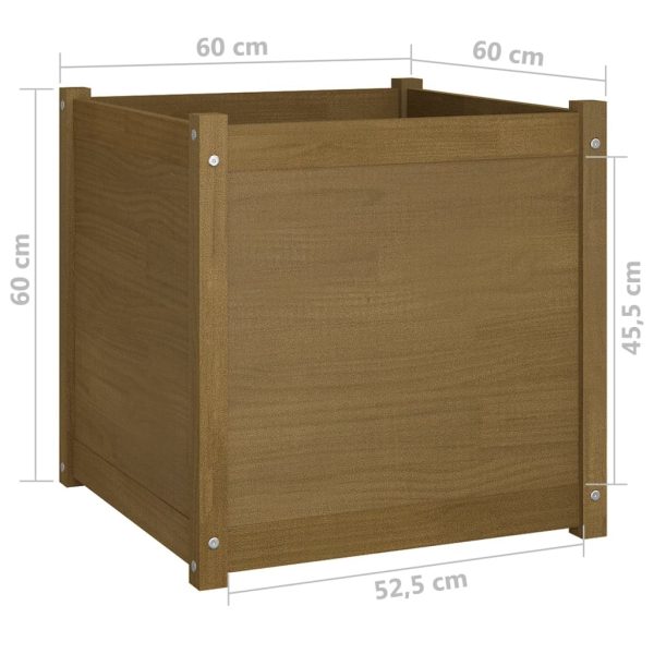 Garden Planters 2 pcs Honey Brown 60x60x60 cm Solid Pinewood