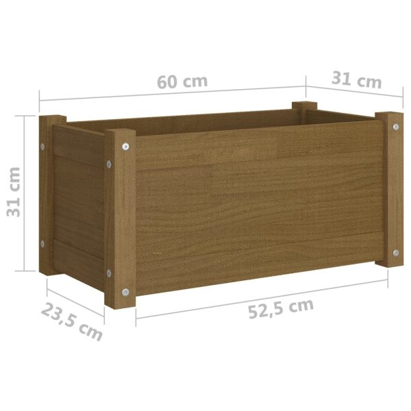 Garden Planters 2 pcs Honey Brown 60x31x31 cm Solid Pinewood