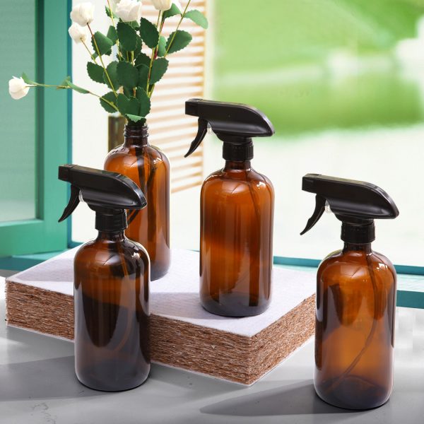 4x 500ml Amber Glass Spray Bottles Trigger Water Sprayer Aromatherapy Dispenser