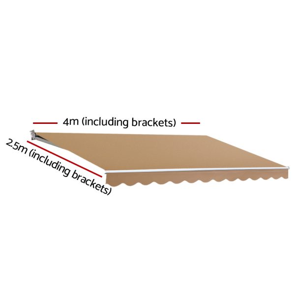 Retractable Folding Arm Awning Manual Sunshade 4Mx2.5M Beige