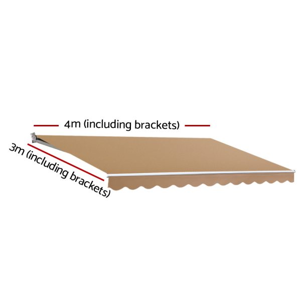 Retractable Folding Arm Awning Manual Sunshade 4Mx3M Beige