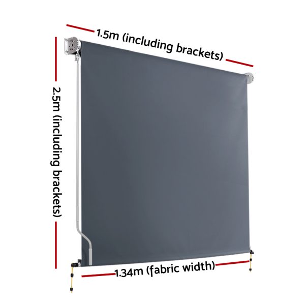 Outdoor Blind Privacy Screen Roll Down Awning Canopy Window – 1.5×2.5 m