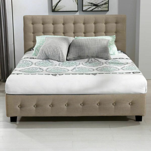 Bed Frame Base With Gas Lift Double Size Platform Fabric