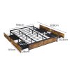 Metal Bed Frame Mattress Base Platform Wooden 4 Drawers King Rustic