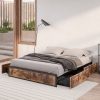 Metal Bed Frame Mattress Base Platform Wooden 4 Drawers King Rustic