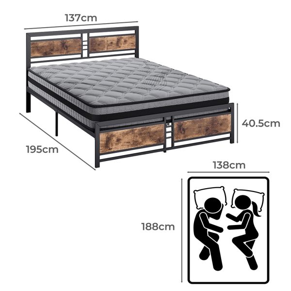 Metal Bed Frame Mattress Base Set Wood King Double Queen Pocket Spring HD Foam D