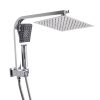Rain Shower Head Set Silver Square Brass Taps Mixer Handheld High Pressure 8″