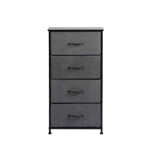 Storage Cabinet Tower Chest of Drawers Dresser Tallboy 4 Drawer Dark Grey