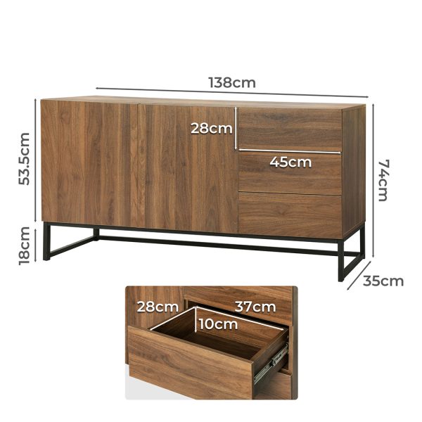 Buffet Sideboard Storage Cabinet Drawers Shelf Kitchen Cupboard Hallway