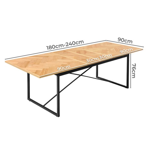 Dining Table 1.8-2.4M Extendable Wooden Rectangle Kitchen Coffee Tables